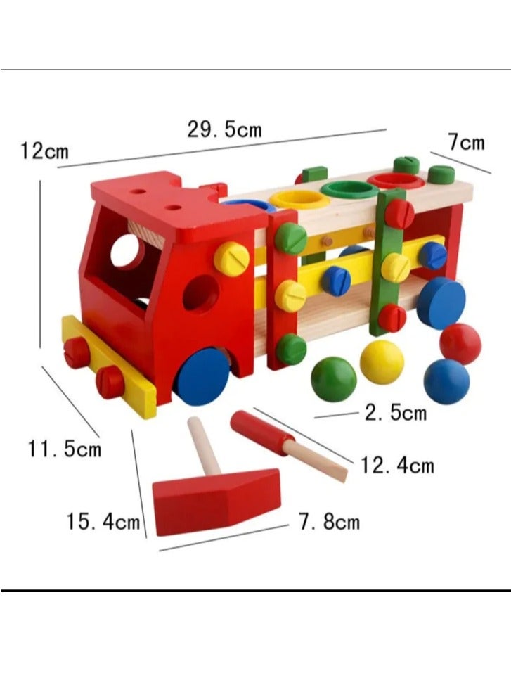 2In1 Diy Screw Car Vehicle Hammer Ball Reassembly Multi Function Building Block Play Set Toy For Kids