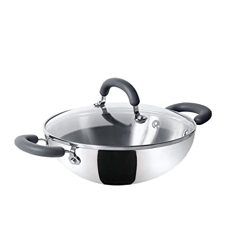 Meyer Trivantage Nickel Free Stainless Steel Triply Kadai | Steel Kadhai with Lid | Stainless Steel Kadhai | Kadhai for deep Fry, 30cm, Silver - Image 1
