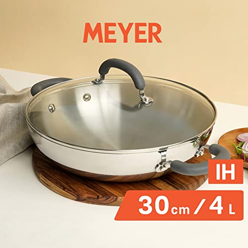 Meyer Trivantage Nickel Free Stainless Steel Triply Kadai | Steel Kadhai with Lid | Stainless Steel Kadhai | Kadhai for deep Fry, 30cm, Silver - Image 2