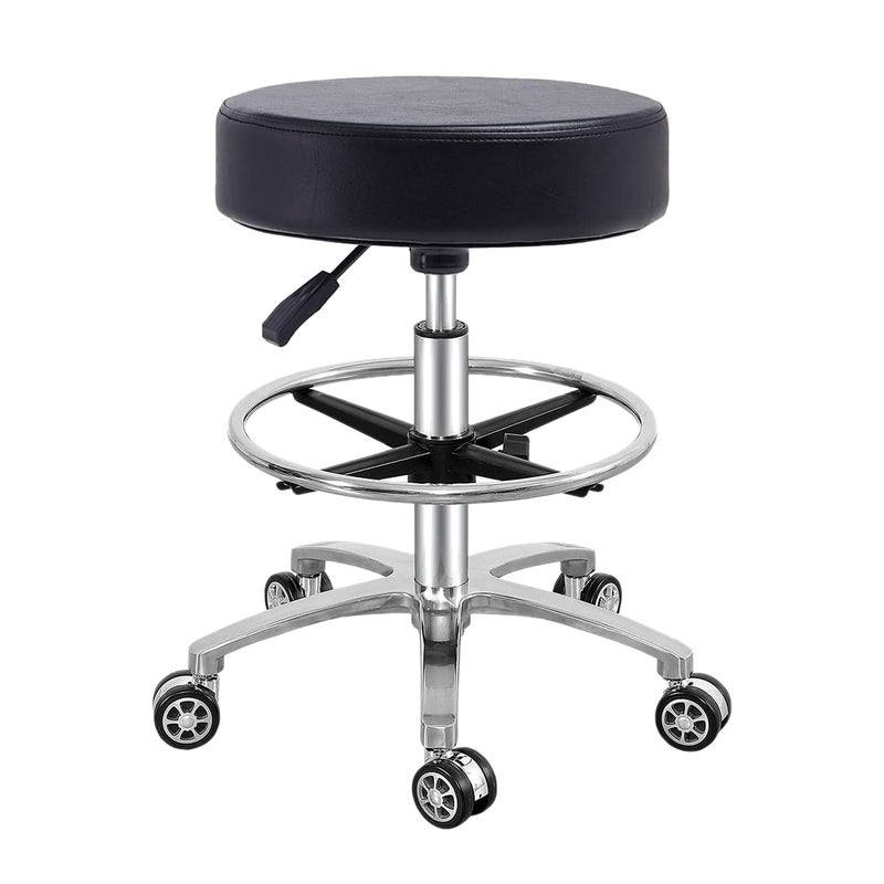 Antlu Antlu Rolling Stool Swivel Chair for Office Medical Salon Tattoo Kitchen Massage WorkAdjustable Height Hydraulic Stool with Wheels Black with Foot Rest 