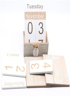 Generic Shabby Chic Wooden Perpetual Calendar Desk Calendar Flip Calendar Desktop Calendar House Calendar  - Image 3