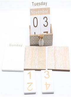 Generic Shabby Chic Wooden Perpetual Calendar Desk Calendar Flip Calendar Desktop Calendar House Calendar  - Image 2