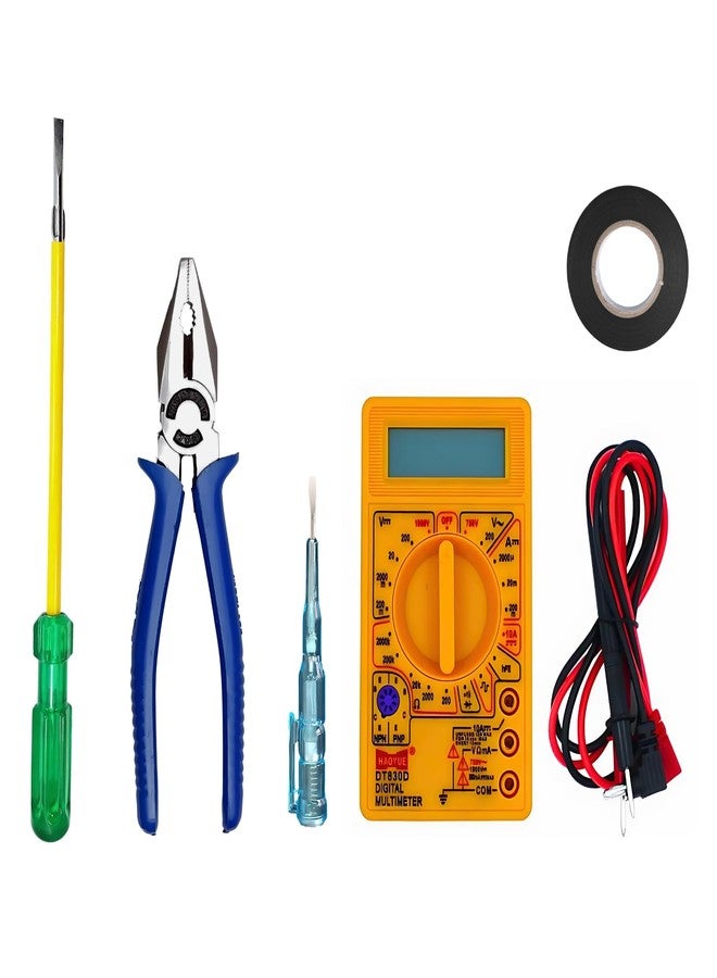 VMTRONIX - Hand Tools Kit for Home Use Multimeter, Plier, Philips Screwdriver, Tester and Electricity Tape (Pack of 5)