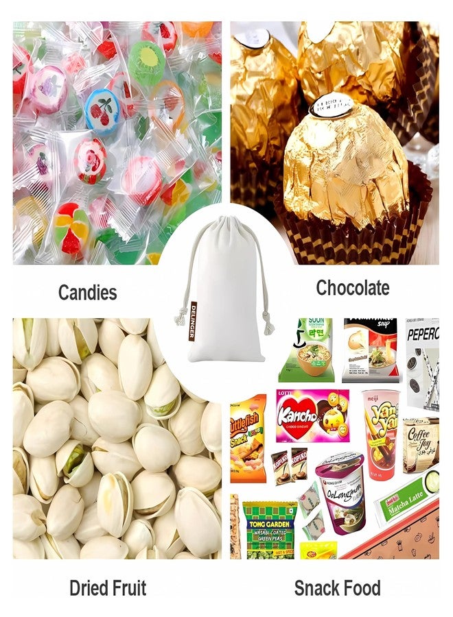 DELINGER 10 Pcs Cotton Drawstring Potli Cloth Bags For Kitchen, Reusable Bags For Grocery, Non Plastic Packing, Masala Potli, Spice Bag, Fridge Bag .Off White (Hight 6 inch and Width 5 inch) - Image 5
