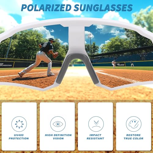 Karsaer Polarized Cycling Glasses Sports Sunglasses, UV400 Protection Baseball Running Glasses for Men Women Youth E1267 - Image 3