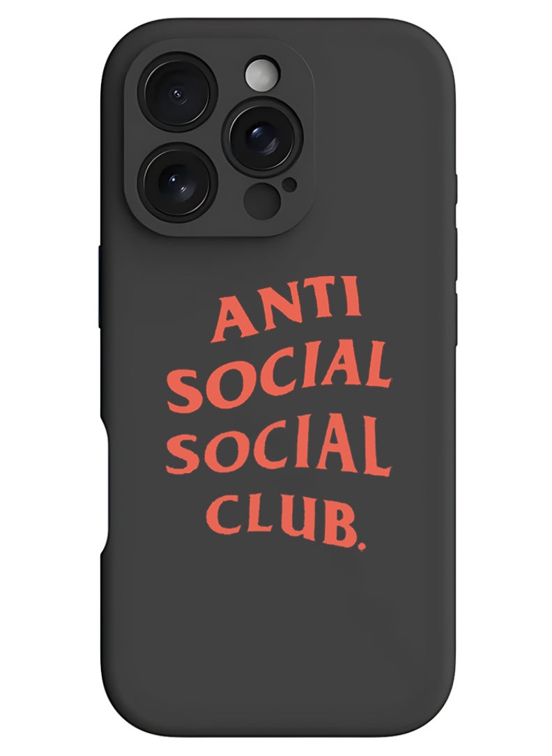 Theodor - Protective Slim Fit Case Liquid Silicone Cover with Full Body Protection Anti-Scratch Shockproof Case For iPhone 16 Pro Max Black - Anti social social club - Image 1