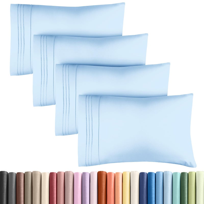 CGK Unlimited King Pillow Cases Set of 4  Ultra Soft Hotel Quality Pillowcase Covers  Luxury Comfy Bedding for Women Men Kids  Teens  Machine Washable Pillow Protectors  4 Pieces Set  King Size Light Blue 