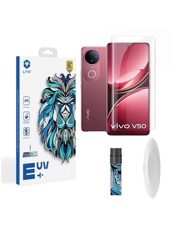 Lito - Lito Vivo V50 5G/Vivo V50 Pro 5G /Vivo V50e 5G  Premium UV Liquid Glue Tempered Glass Screen Protector with Edge to Edge Coverage - Image 1