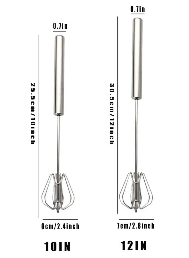 Digead Stainless Steel Egg Whisk, Hand Push Rotary Whisk Blender, Versatile Milk Frother, Hand Push Mixer Stirrer for Blending, Whisking, Beating & Stirring (10+12in) - Image 3