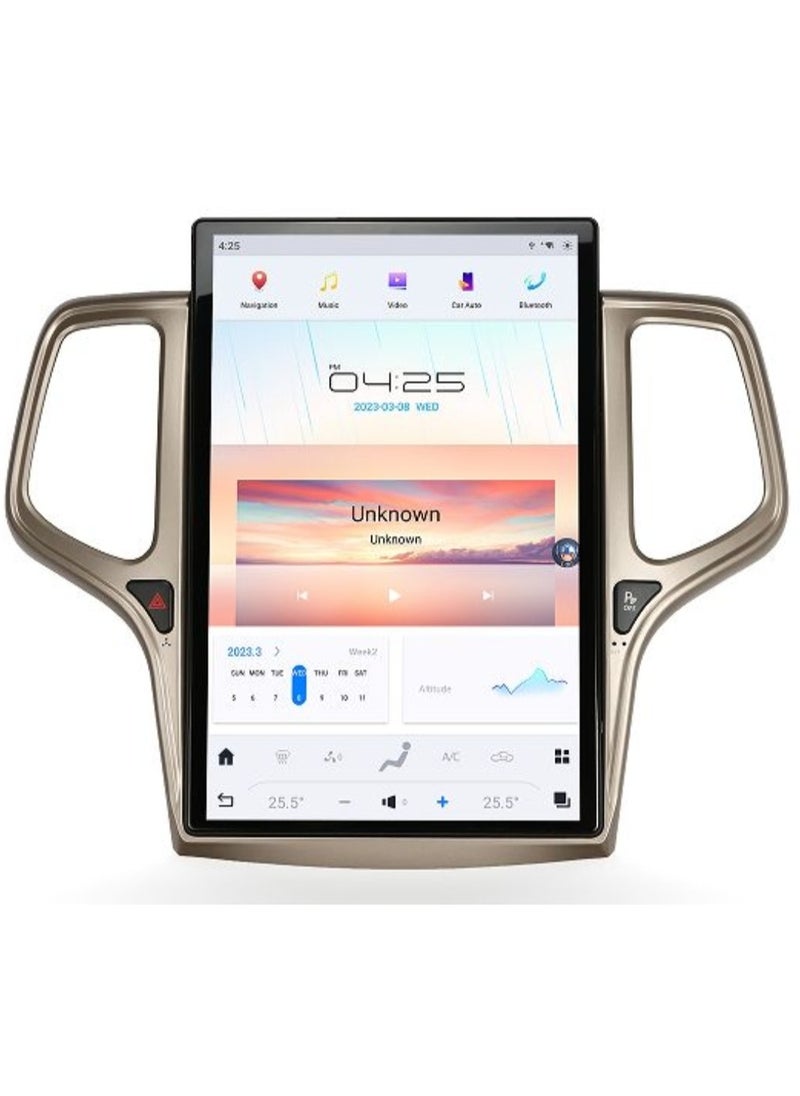 Tesla Screen Car Stereo For Jeep Grand Cherokee 2014-2023 Car Radio 4GB RAM 64GB Rom Multimedia Player GPS Navigation Tesla Screen Head Unit Stereo Carplay Android Auto Wireless QLED Fast interface