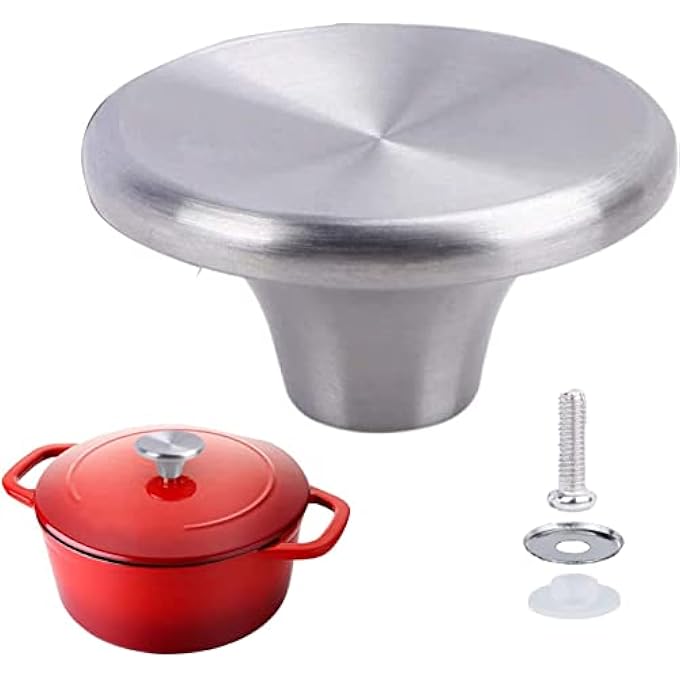 ILOVYO مقبض بديل من الفولاذ المقاوم للصدأ لفرن هولندي من Le Creuset وAldiLodge وغيرها من أفران هولندي مطلية بالمينا ومقبض بديل لغطاء القدر باللون الفضي - Image 1