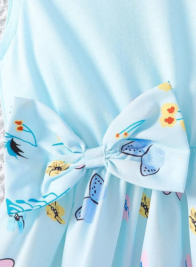 Take Two Take Two Floral Print Ruffle Hem Dress with Bow Detail