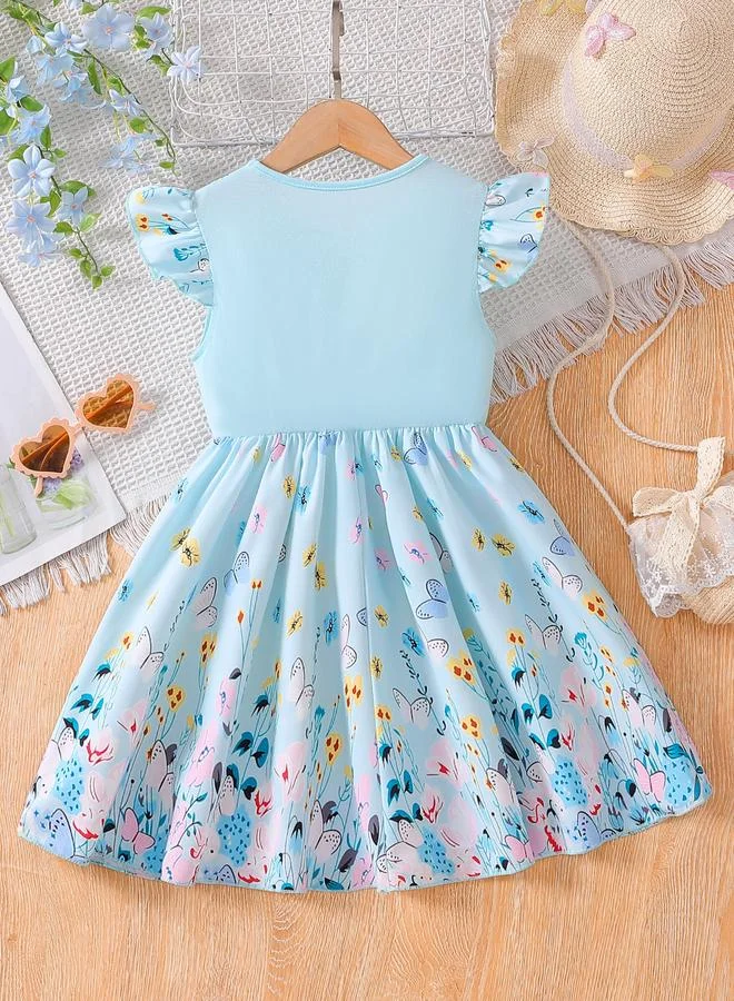 تايك تو Take Two Floral Print Ruffle Hem Dress with Bow Detail