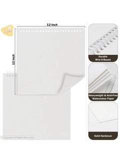 Lakeer Lakeer Watercolor Wire-O Sketchbook - 12x12 inch | Cold-Pressed Watercolor Paper with Cotton-25 Sheets (50 Pages), 250 GSM | Mixed Media, for Artist-(Acid Free)  - Image 2