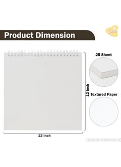 Lakeer Lakeer Watercolor Wire-O Sketchbook - 12x12 inch | Cold-Pressed Watercolor Paper with Cotton-25 Sheets (50 Pages), 250 GSM | Mixed Media, for Artist-(Acid Free)  - Image 3