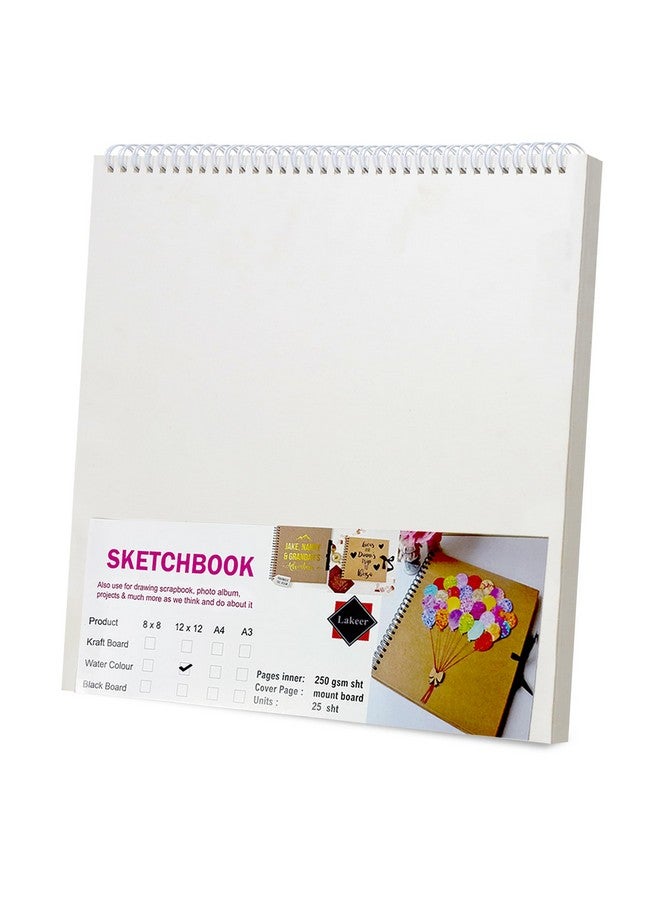 Lakeer Watercolor Wire-O Sketchbook - 12x12 inch | Cold-Pressed Watercolor Paper with Cotton-25 Sheets (50 Pages), 250 GSM | Mixed Media, for Artist-(Acid Free) - Image 1