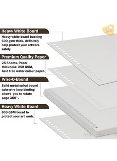 Lakeer Lakeer Watercolor Wire-O Sketchbook - 12x12 inch | Cold-Pressed Watercolor Paper with Cotton-25 Sheets (50 Pages), 250 GSM | Mixed Media, for Artist-(Acid Free)  - Image 4