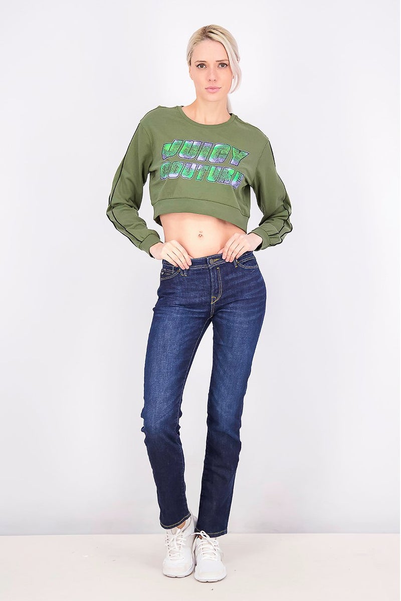 Juicy Couture سويت شيرت جرافيك بكم طويل للنساء، أخضر - Image 2