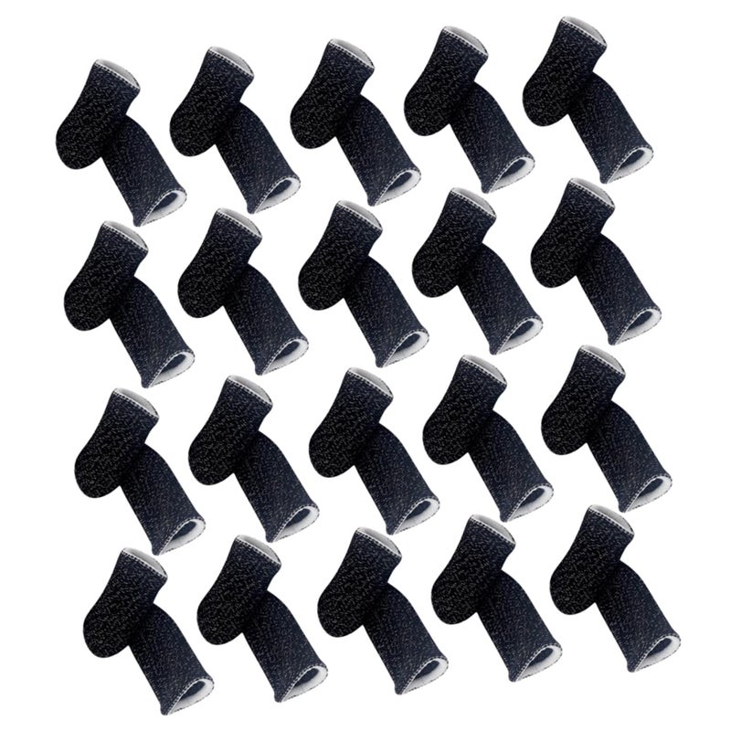 20 Pcs White Edge Sweat Finger Sleeves Breathable Elastic Gaming Thumb Protectors - Image 2