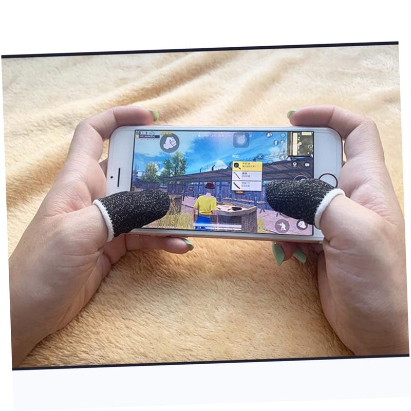 20 Pcs White Edge Sweat Finger Sleeves Breathable Elastic Gaming Thumb Protectors - Image 3