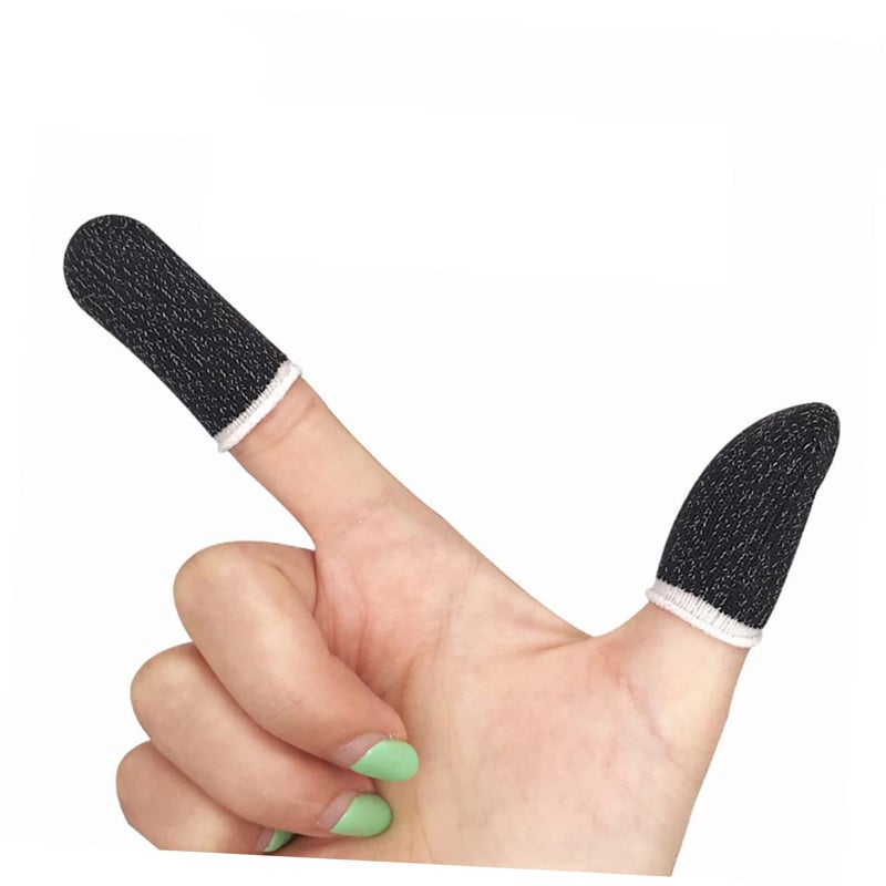 20 Pcs White Edge Sweat Finger Sleeves Breathable Elastic Gaming Thumb Protectors - Image 4