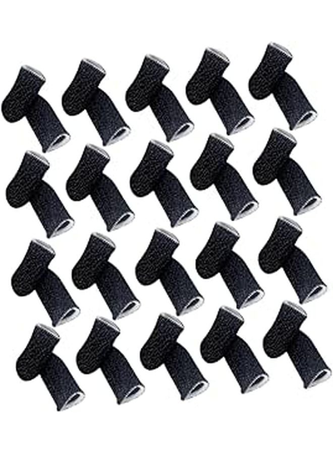 20 Pcs White Edge Sweat Finger Sleeves Breathable Elastic Gaming Thumb Protectors - Image 1
