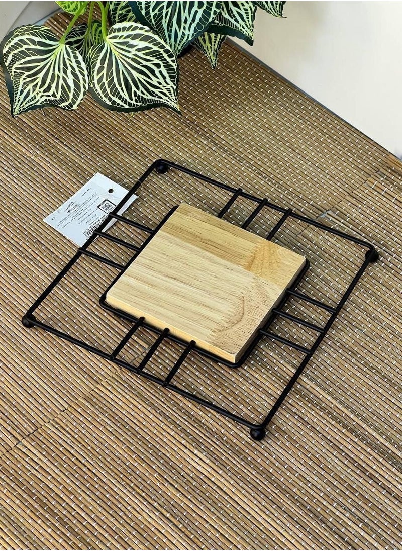 Generic - Wooden Coaster Mugs And Cups Or Teapot Holder Holder With Metal Base - Image 1