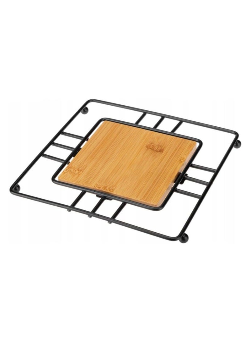 Modern Metal & Wood Heat-Resistant Pot Holder for Kitchen Dining Table - Image 1