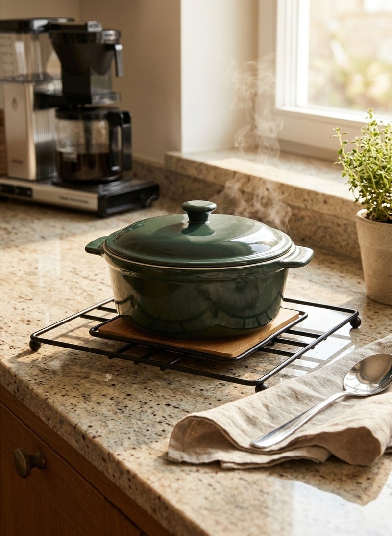 Modern Metal & Wood Heat-Resistant Pot Holder for Kitchen Dining Table - Image 3