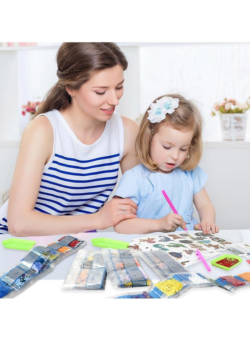 5D الرسم الماس ملصقات مجموعة ，الأطفال كرتون اليدوية DIY الماس الرسم ملصقات اليدوية الماس الماء الماس مملكة الحيوانات لصق الرسم مجموعة ، مع نقاط الماس الفن والحرف المناسبة للأطفال الذين تتراوح أعمارهم بين 6-8 و 8-12 - Image 3