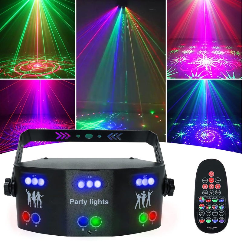 Amki أضواء ديسكو دي جي، 15 عينًا أضواء حفلات RGB، أضواء مسرحية تتحكم بها DMX512، أضواء ستروب LED تعمل بالصوت للحفلات، عرض ليزر حي - ألمنيوم، كهربائي سلكي، أخضر - Image 1