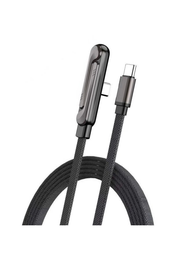 240W Fast Charging USB-C to USB-C Cable with Built-in Stand, 90° Angled Braided Charger Cord for Gaming, Streaming & Laptop Charging, Durable Type-C Cable for iPhone, Samsung, MacBook and all android phones - Image 2