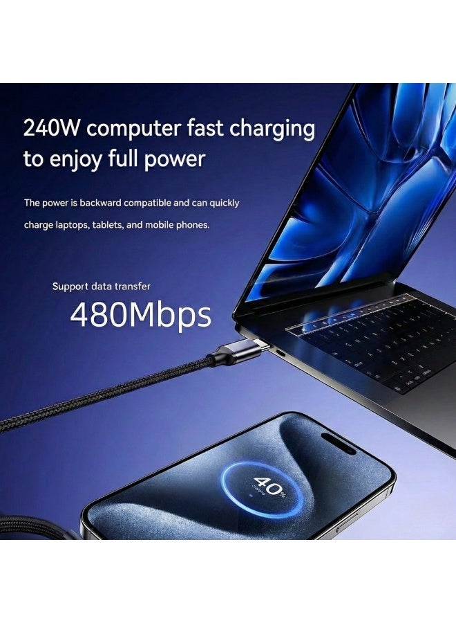 240W Fast Charging USB-C to USB-C Cable with Built-in Stand, 90° Angled Braided Charger Cord for Gaming, Streaming & Laptop Charging, Durable Type-C Cable for iPhone, Samsung, MacBook and all android phones - Image 4