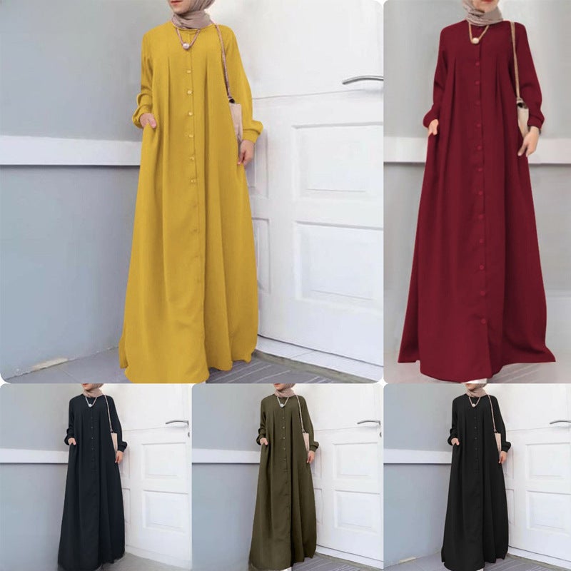 Elegant Loose Maxi Gown for Work Wine red - Image 3