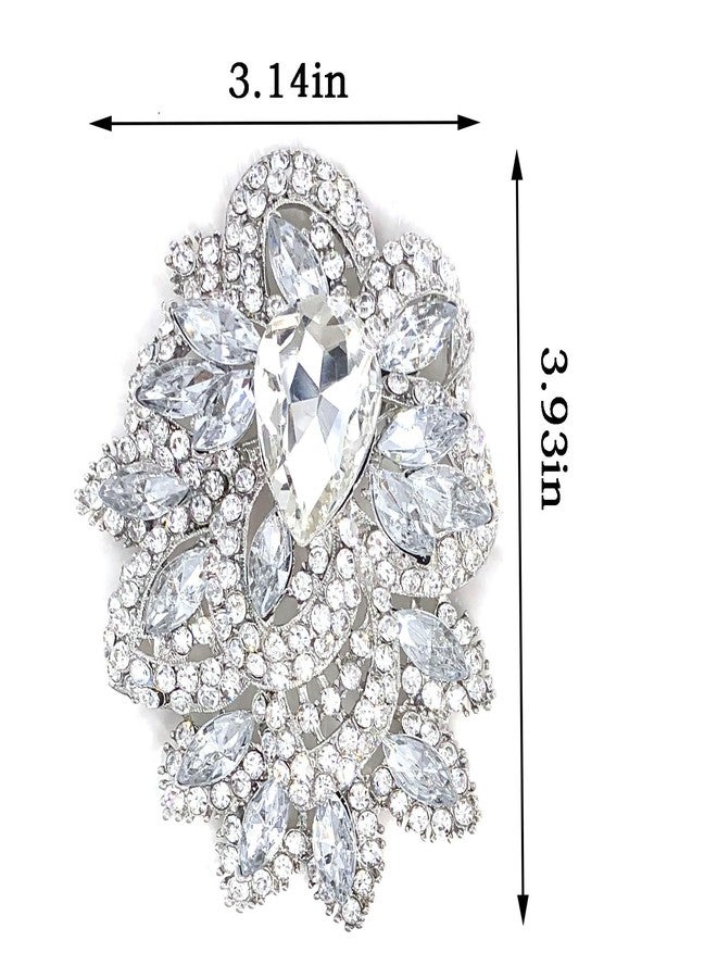 LAXPICOL Women's Vintage Blue Austrian Crystal Elegant Flower Teardrop Brooch Gold Tone (clear) - Image 5