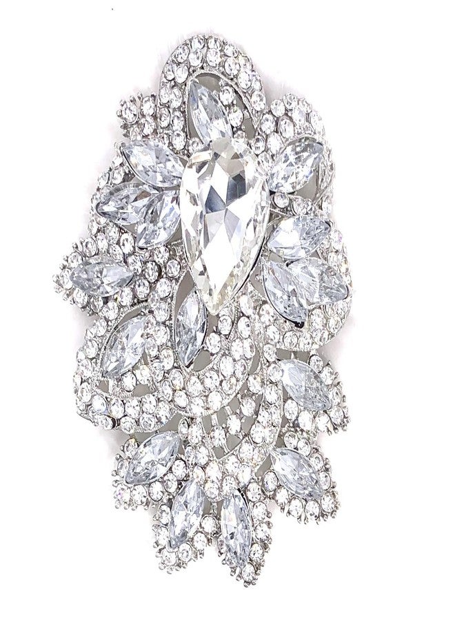 LAXPICOL Women's Vintage Blue Austrian Crystal Elegant Flower Teardrop Brooch Gold Tone (clear) - Image 1