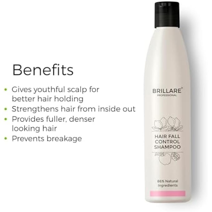 BRILLARE HAIR FALL CONTROL SHAMPOO FOR WEAK & UNDERNOURISHED HAIR, 300 ML, REDUCES SEASONAL HAIRFALL, SOY PROTEIN, VITAL PLANTS, 100% VEGAN, NATURAL, PARABEN-FREE - Image 3