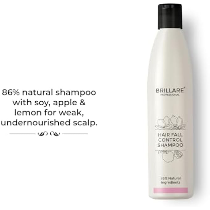 BRILLARE HAIR FALL CONTROL SHAMPOO FOR WEAK & UNDERNOURISHED HAIR, 300 ML, REDUCES SEASONAL HAIRFALL, SOY PROTEIN, VITAL PLANTS, 100% VEGAN, NATURAL, PARABEN-FREE - Image 2