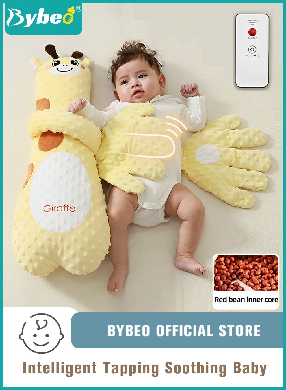 Baby Sleep Soothing Doll with Automatic Soothing Palm, Newborn Patting Pillow, Baby Sleep Soother, Baby Sleeping Nursing Pillow with Remote Control, Infant Exhaust Pillow for Startle Prevention,Cute Giraffe Shape