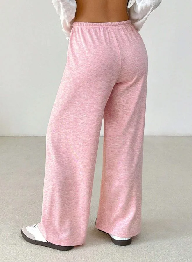 Take Two Solid Elastic Drawstring Waist Wide Leg Pants