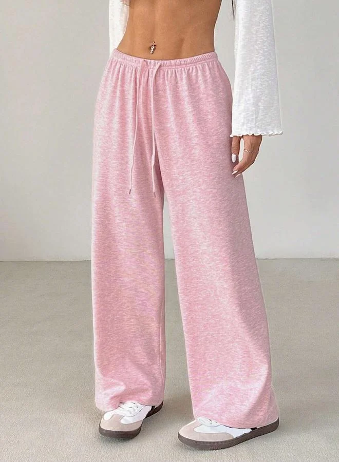 Take Two Solid Elastic Drawstring Waist Wide Leg Pants