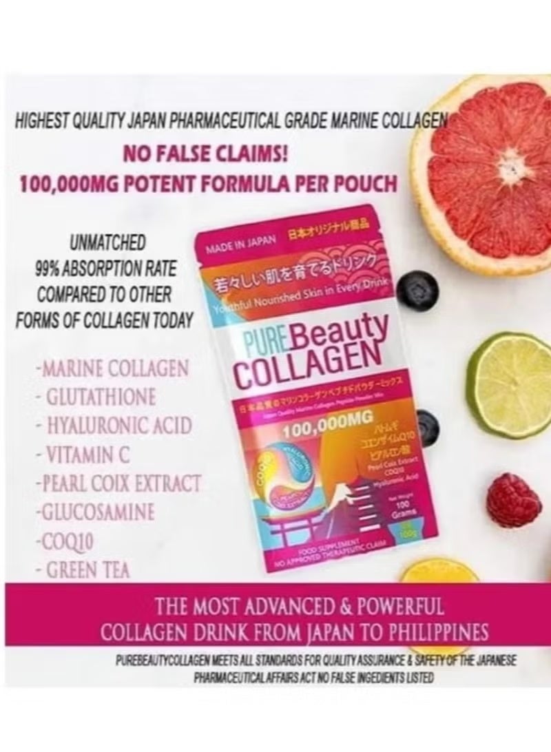 بيور بيوتي مزيج مسحوق الكولاجين من بيور بيوتي ١٠٠,٠٠٠ ملغ (كمية تكفي ٣٠ يومًا) - Image 3