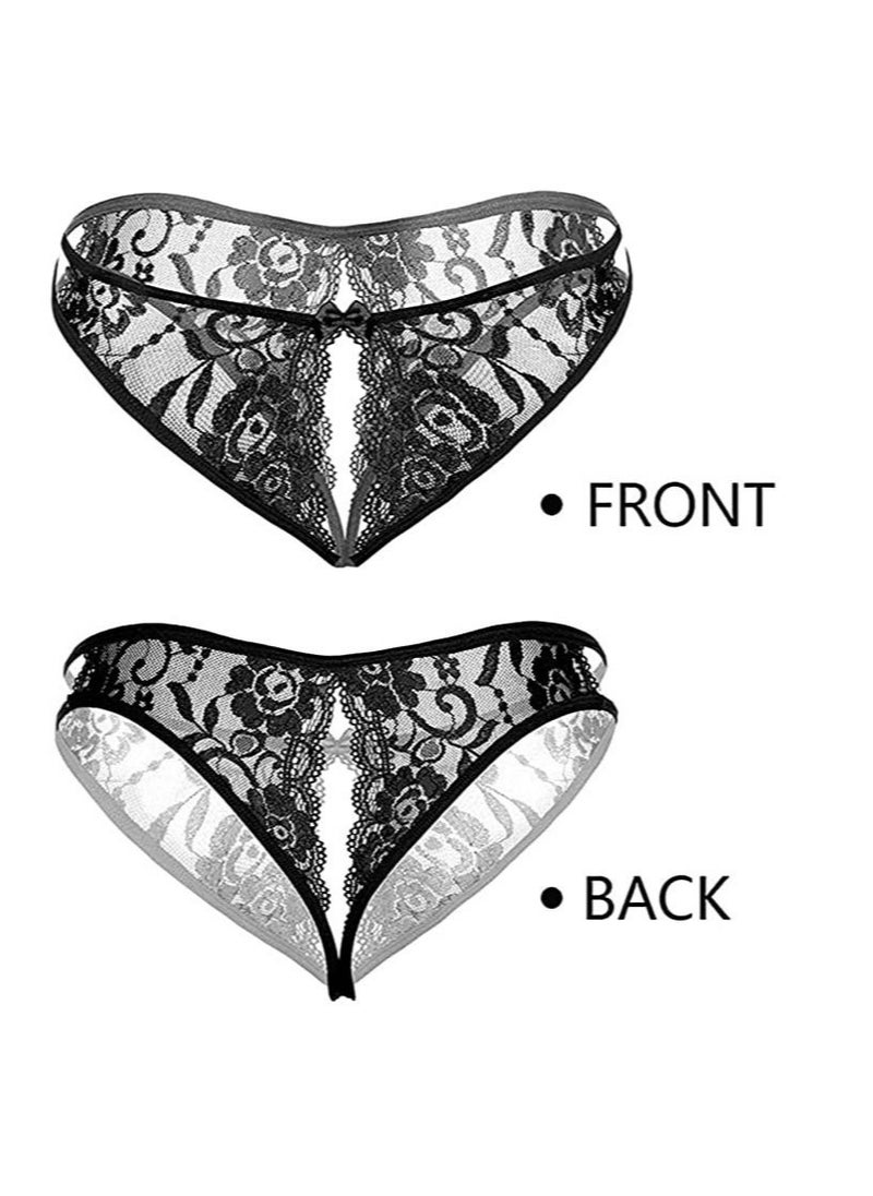 Generic - Women Lace G-String Panties, Women's Thong String,Lace Panties Thong Knickers Comfortable G-String Underwear with Pearls (6 Patterns) - Image 1