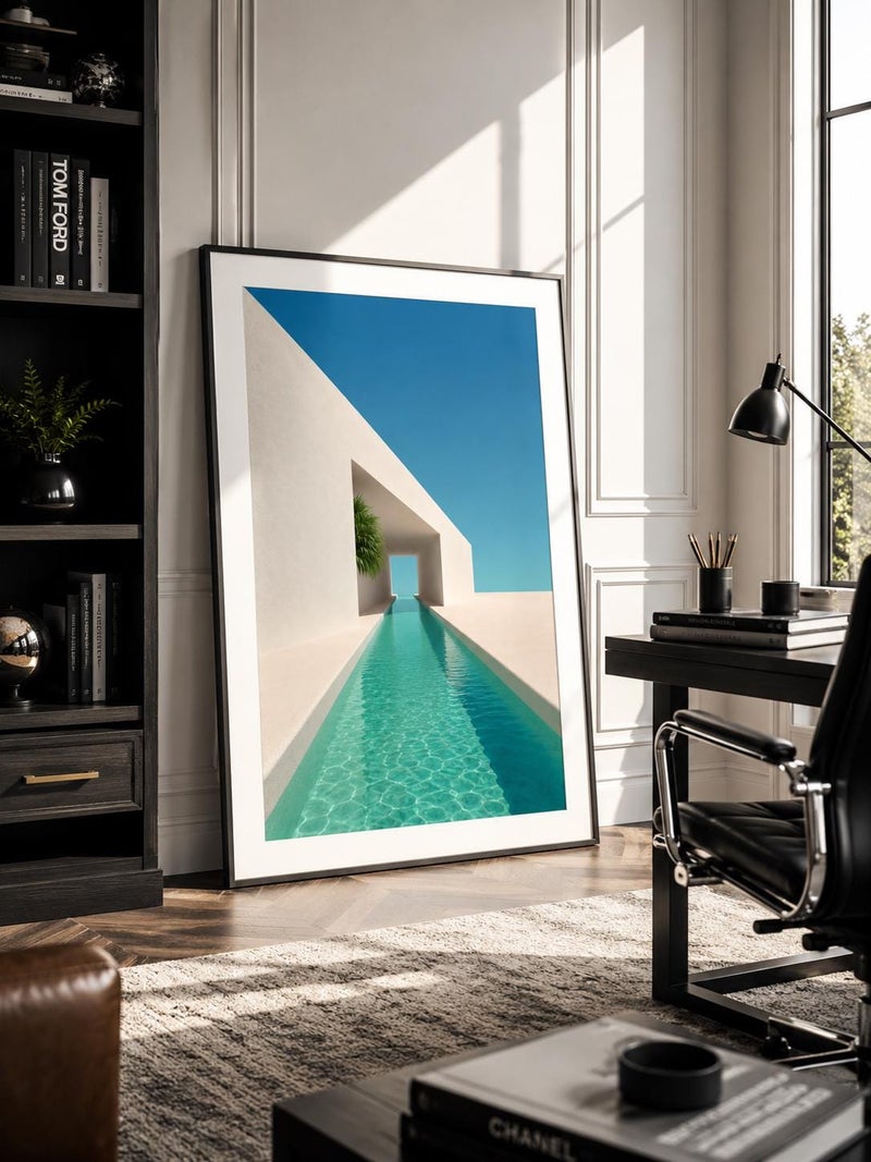 TNESSENTIAL Minimalist Pool Print, Modern Architecture Coastal Wall Art - Image 1