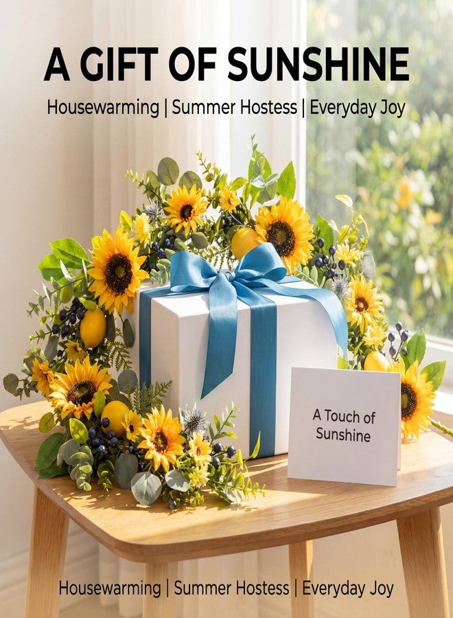 Quixem 60 Inch Sunflower Garland and Lemon Garland for Fireplace Decor, UV Resistant Summer Greenery, Waterproof Artificial Garland for Farmhouse Fall Garland Transition - Image 5