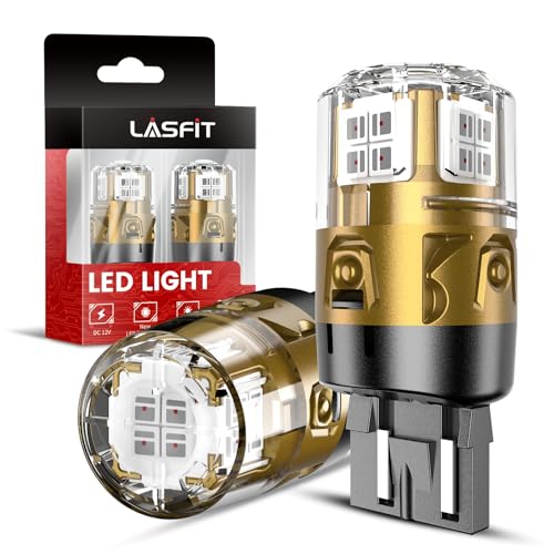 LASFIT 7443 LED Brake Tail Light Bulb, Super Bright 7444NA 7443R 7444 7440 7440A for Stop Parking Lights, W21W WY21W 992, Only for Standard Socket, Red (2pcs) - Image 1