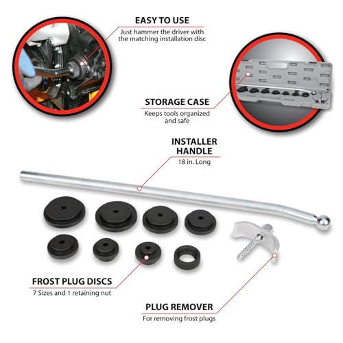 Performance Tool W89737 Frost Plug Installer & Remover Set (Freeze Plugs) With Blow Mold Case - Image 2