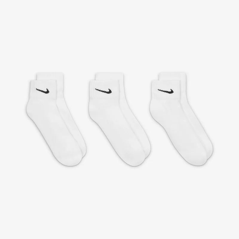 Nike White Value Quarter Socks (3 Pack)  | Best Price UAE