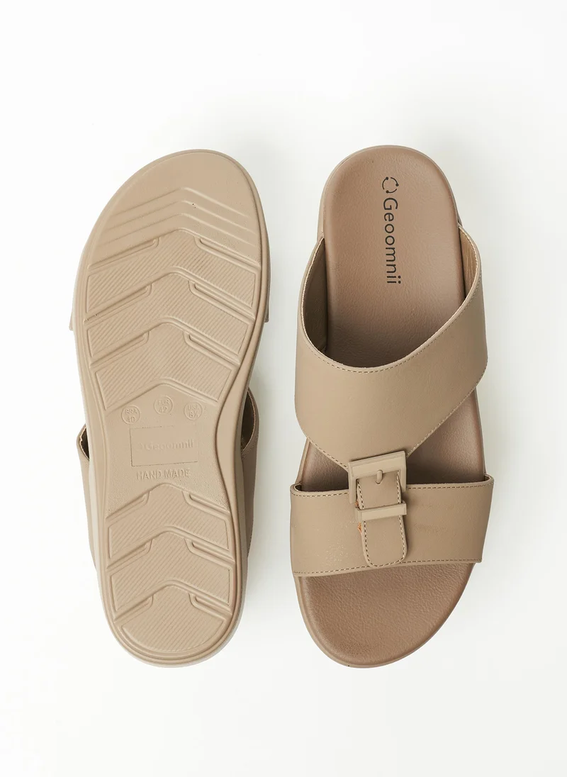 Geoomnii Khaki Geoomnii Mens Arabic Sandals Khaki for Men | Best Price UAE