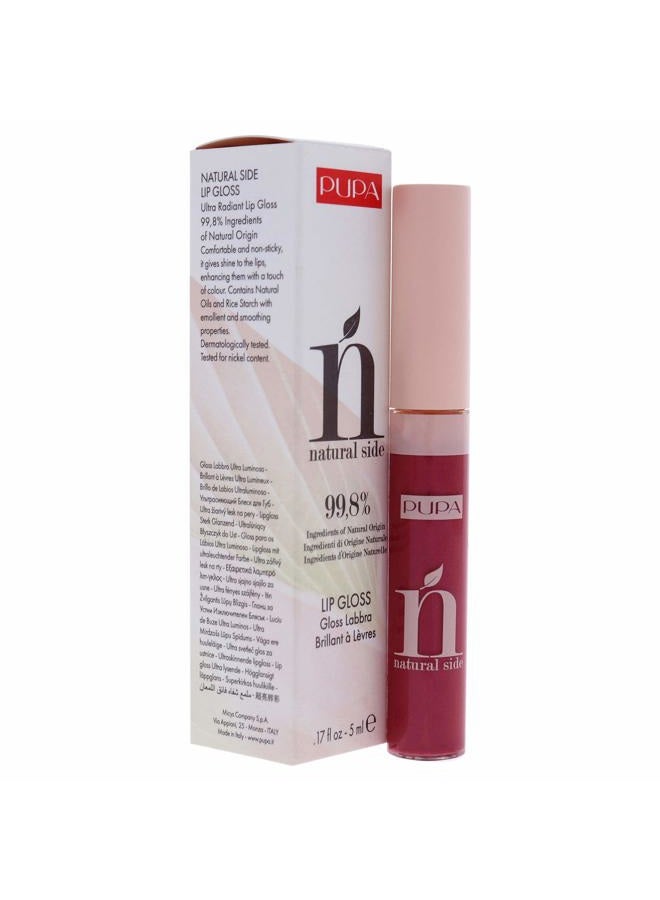 PUPA Natural Side Lip Gloss - High Shine And Color Payoff - Nourishing Formula - Made With Natural Ingredients - Enriched With Oils To Moisturize The Lips - 006 Crystal Fuchsia - 0.17 OZ - Image 3